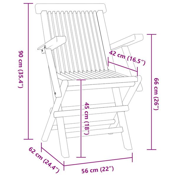 vidaXL طقم سفرة خارجي قابل للطي 5 قطع خشب ساج صلب