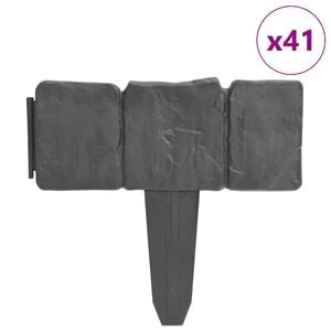 vidaXL سياج حديقة / سياج مرج بلاستيك مظهر حجري 41 قطعة 10 م