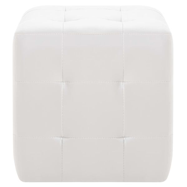 278389 vidaXL بوف 2ق أبيض 30x30x30 سم جلد صناعي (60739)