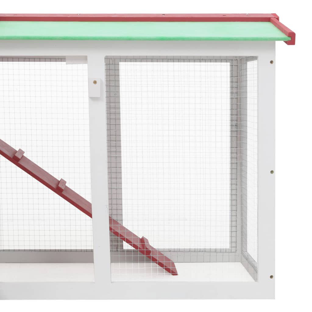 vidaXL قفص أرانب خارجي كبير أحمر وأبيض 85x45x145 سم خشب