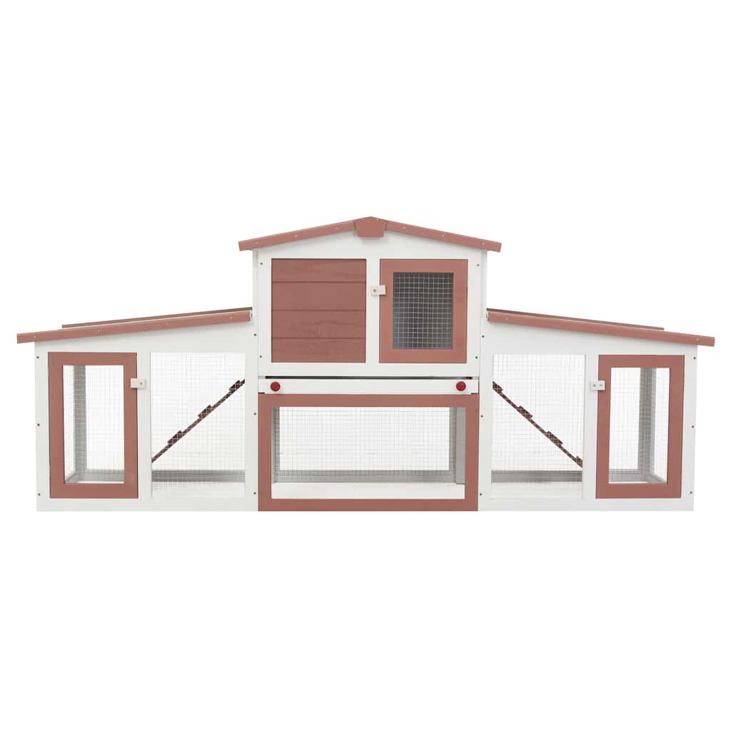 vidaXL قفص أرانب خارجي كبير بني وأبيض 85x45x204 سم خشب