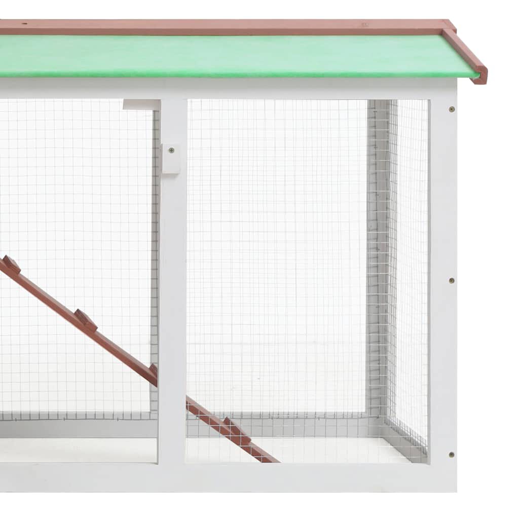 vidaXL قفص أرانب خارجي كبير بني وأبيض 85x45x145 سم خشب