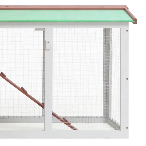 vidaXL قفص أرانب خارجي كبير بني وأبيض 85x45x145 سم خشب