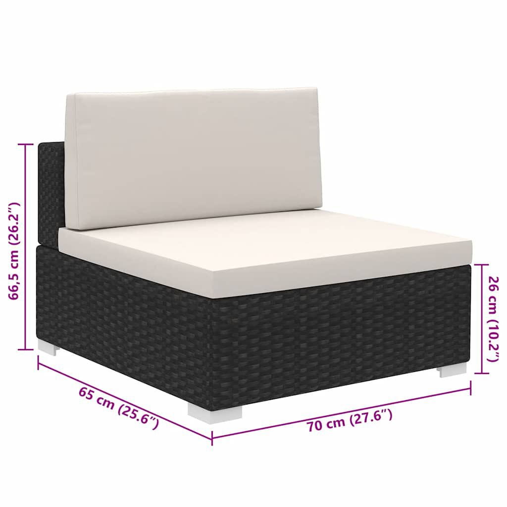 vidaXL عدد 8 ق طقم كنب حديقة مع وسائد بولي روطان أسود