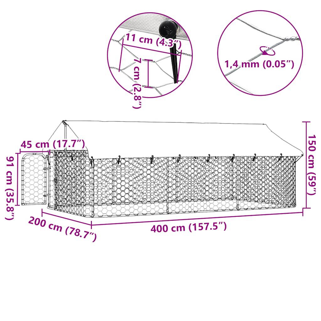 vidaXL منزل كلب خارجي مع سقف 150x200x400 سم