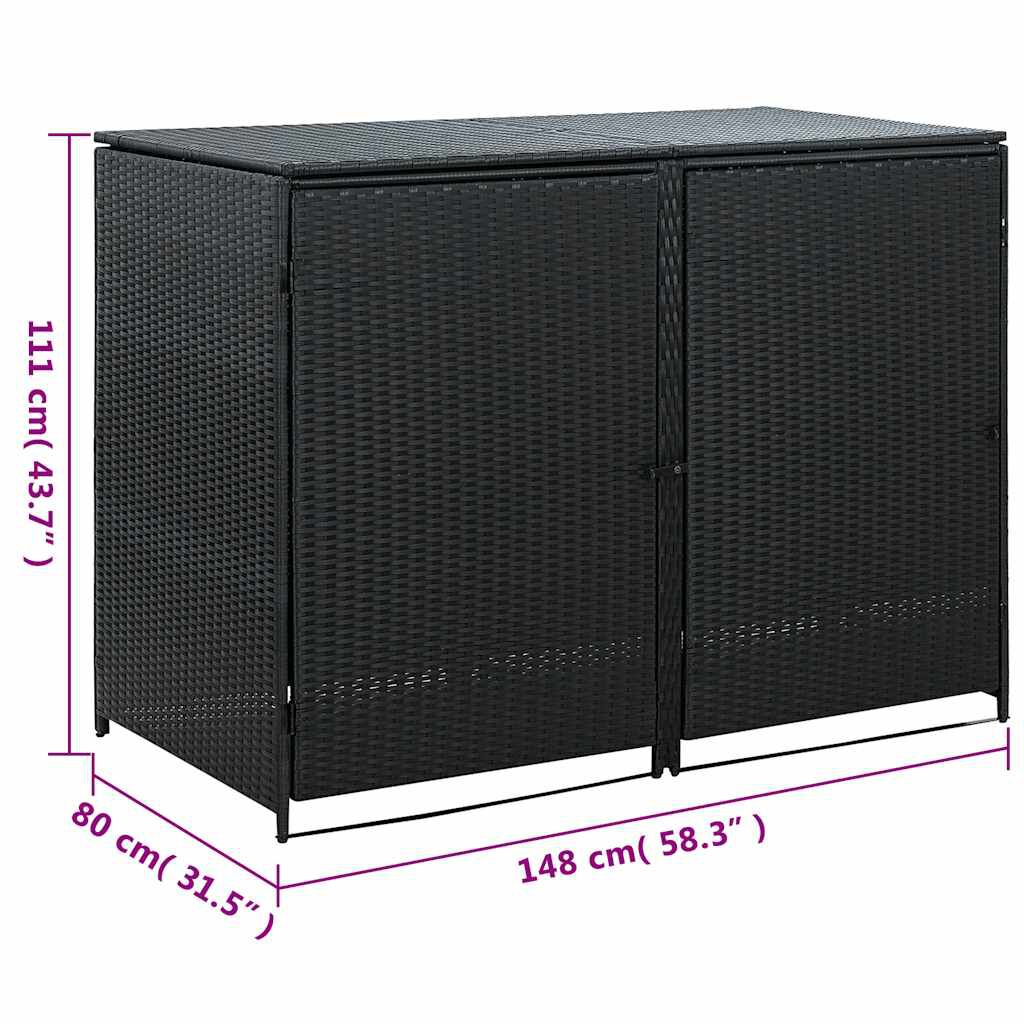 vidaXL كشك سلال القمامة مزدوج بولي روطان 148×80×111 سم