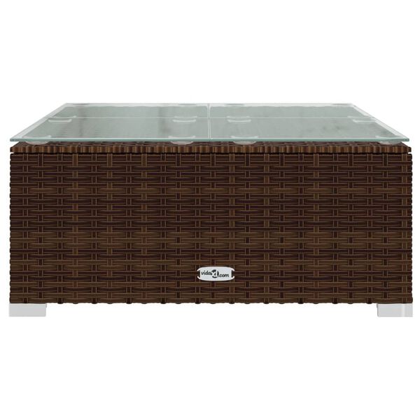 vidaXL طاولة قهوة للحديقة بني 60×60×30 سم بولي روطان وزجاج
