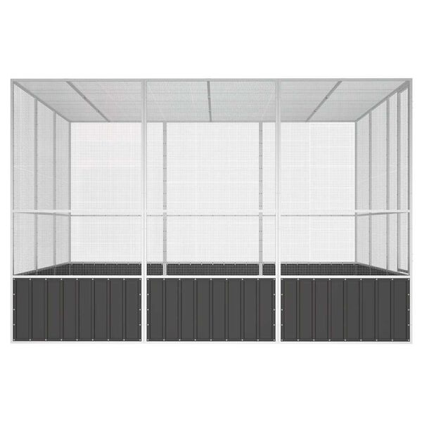 vidaXL قفص طيور أنثراسايت 211,5x324,5x302,5 سم فولاذ مجلفن