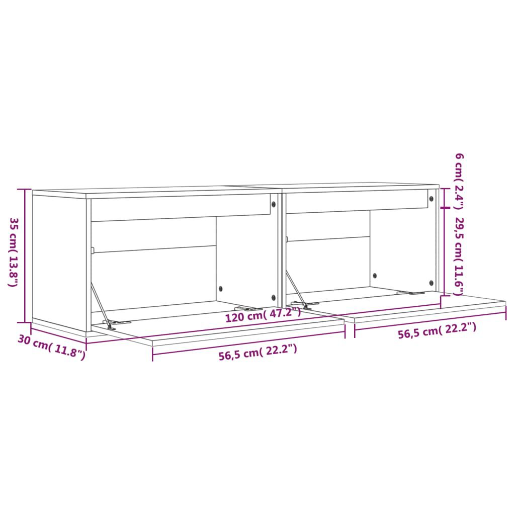 vidaXL خزانات حائط 2ق 35x30x60 سم خشب صنوبر صلب