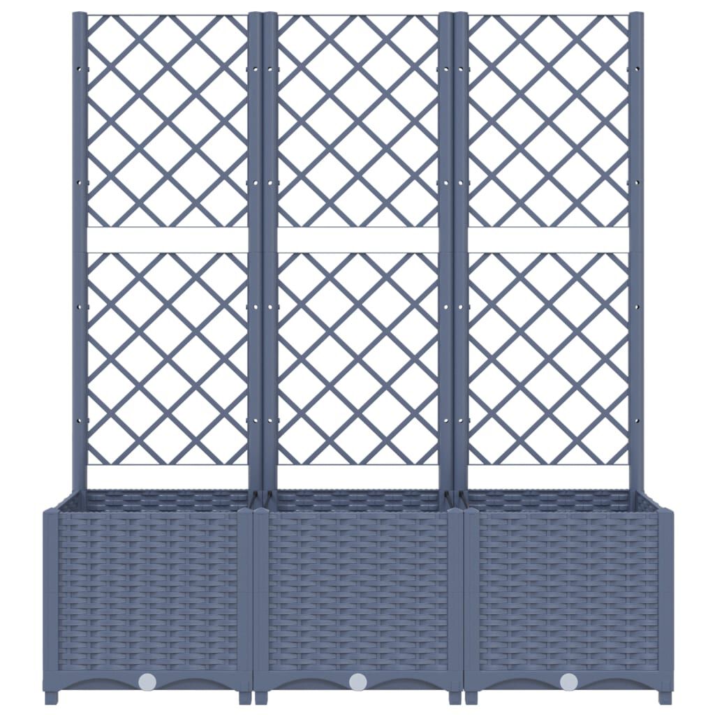 vidaXL حوض حديقة مع تعريشة أزرق رمادي 120×40×136 سم PP