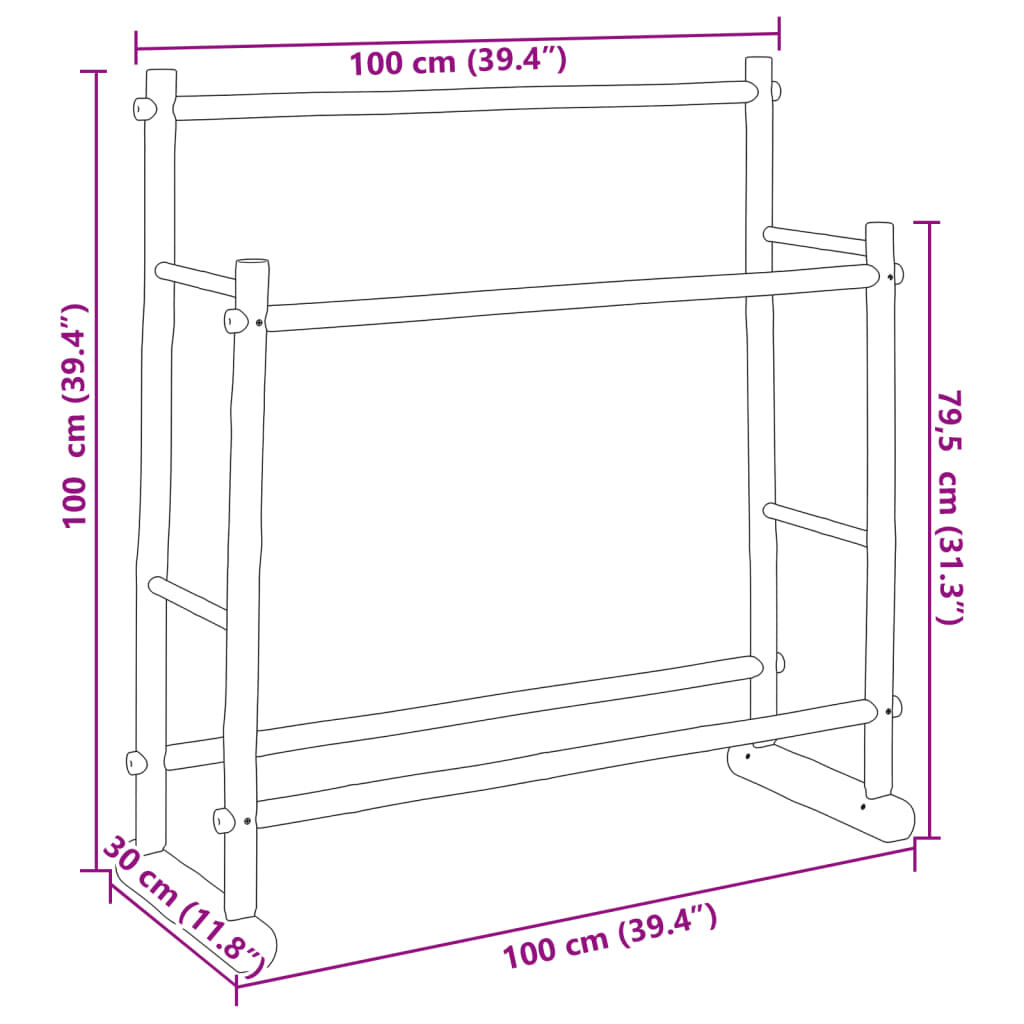 vidaXL حامل ملابس 100×30×100 سم خيزران