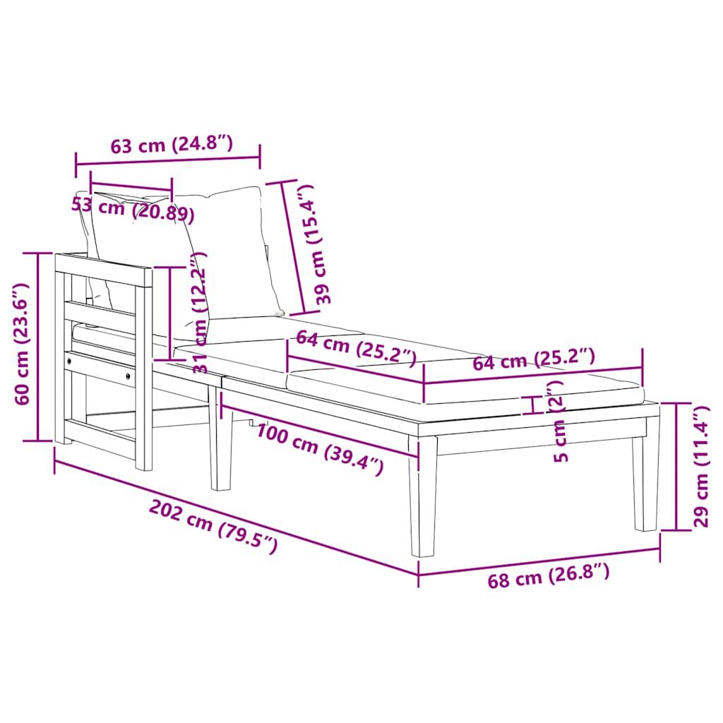 vidaXL كرسي تشمس مع مسند ذراع 1 رمادي داكن خشب أكاسيا صلب