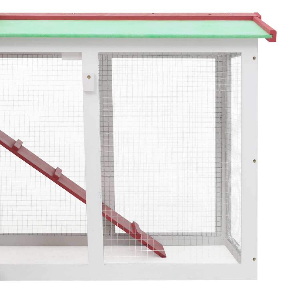vidaXL قفص أرانب خارجي كبير أحمر وأبيض 85x45x145 سم خشب