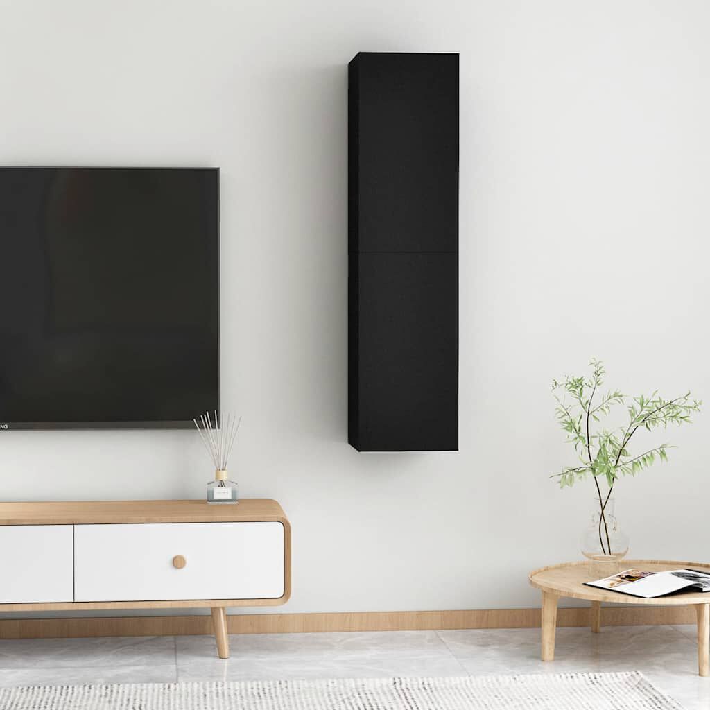 vidaXL خزانات تلفزيون 2 ق أسود 30.5×30×60 سم خشب صناعي