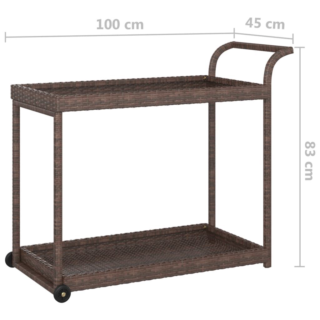 vidaXL عربة بار مع درج بني 100×45×83 سم بولي روطان
