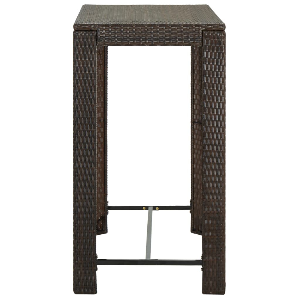 vidaXL طاولة بار حديقة بني 100×60.5×110.5 سم بولي روطان