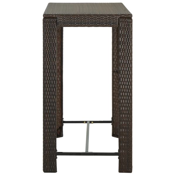 vidaXL طاولة بار حديقة بني 100×60.5×110.5 سم بولي روطان