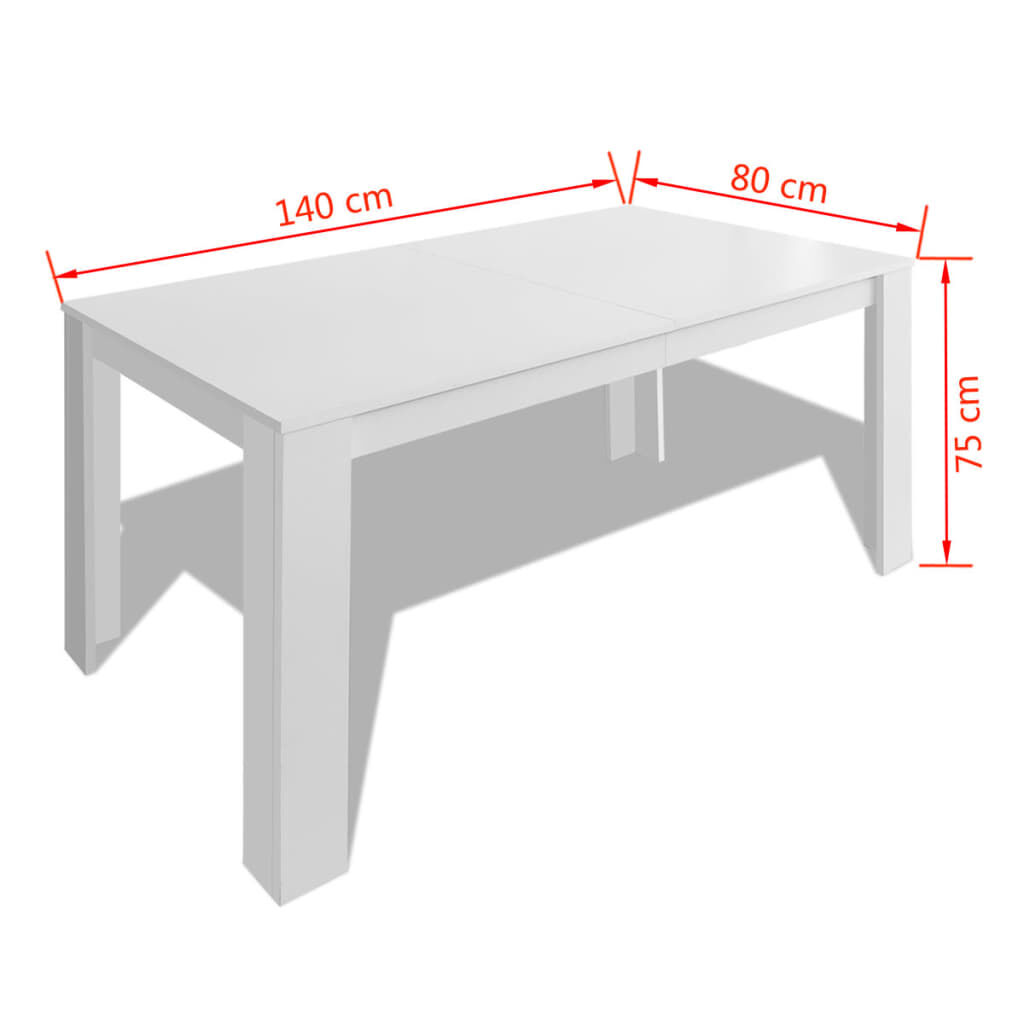 vidaXL طاولة طعام 75x80x140 سم أبيض