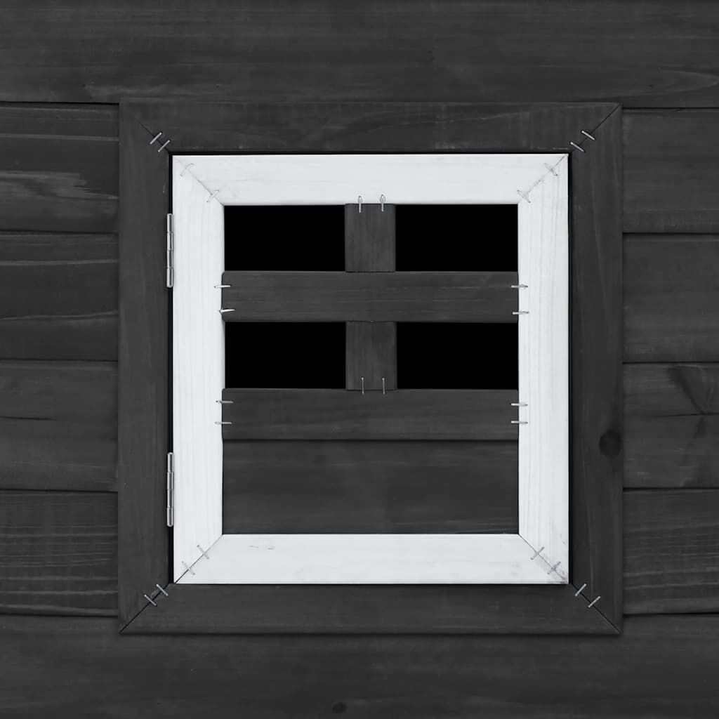 vidaXL قفص دجاج خارجي بيت دجاج مع 1 قفص للبيض خشب رمادي