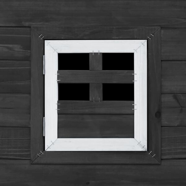 vidaXL قفص دجاج خارجي بيت دجاج مع 1 قفص للبيض خشب رمادي