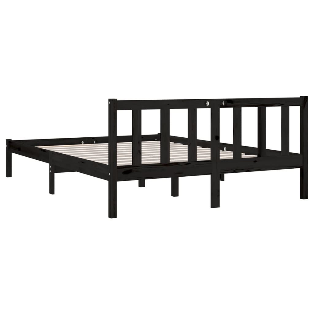 vidaXL إطار سرير خشب صنوبر صلب أسود 120×200 سم