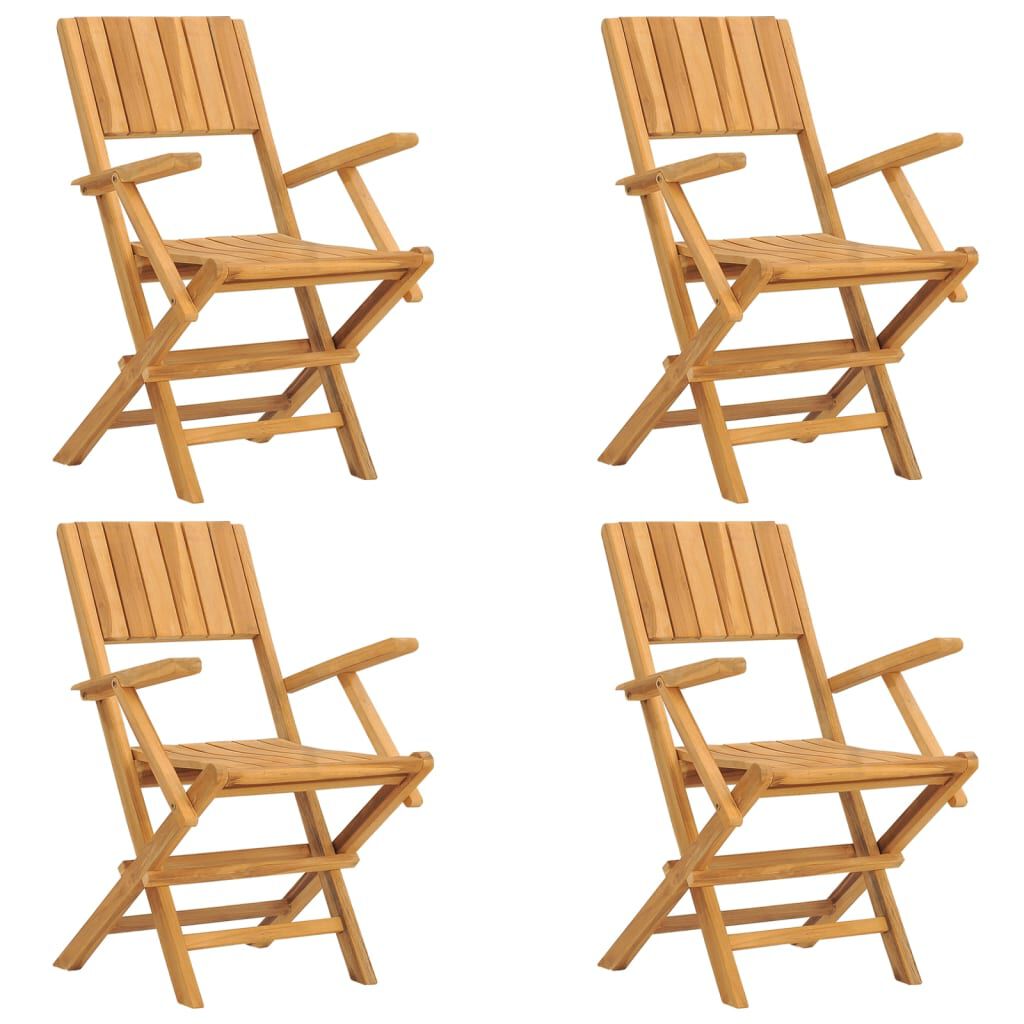 vidaXL كراسي حديقة قابلة للطي 4 ق 55x61x90 سم خشب ساج صلب