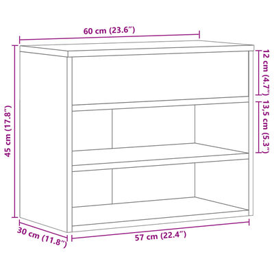 vidaXL بنش أحذية أسود 60×30×45 سم خشب صناعي