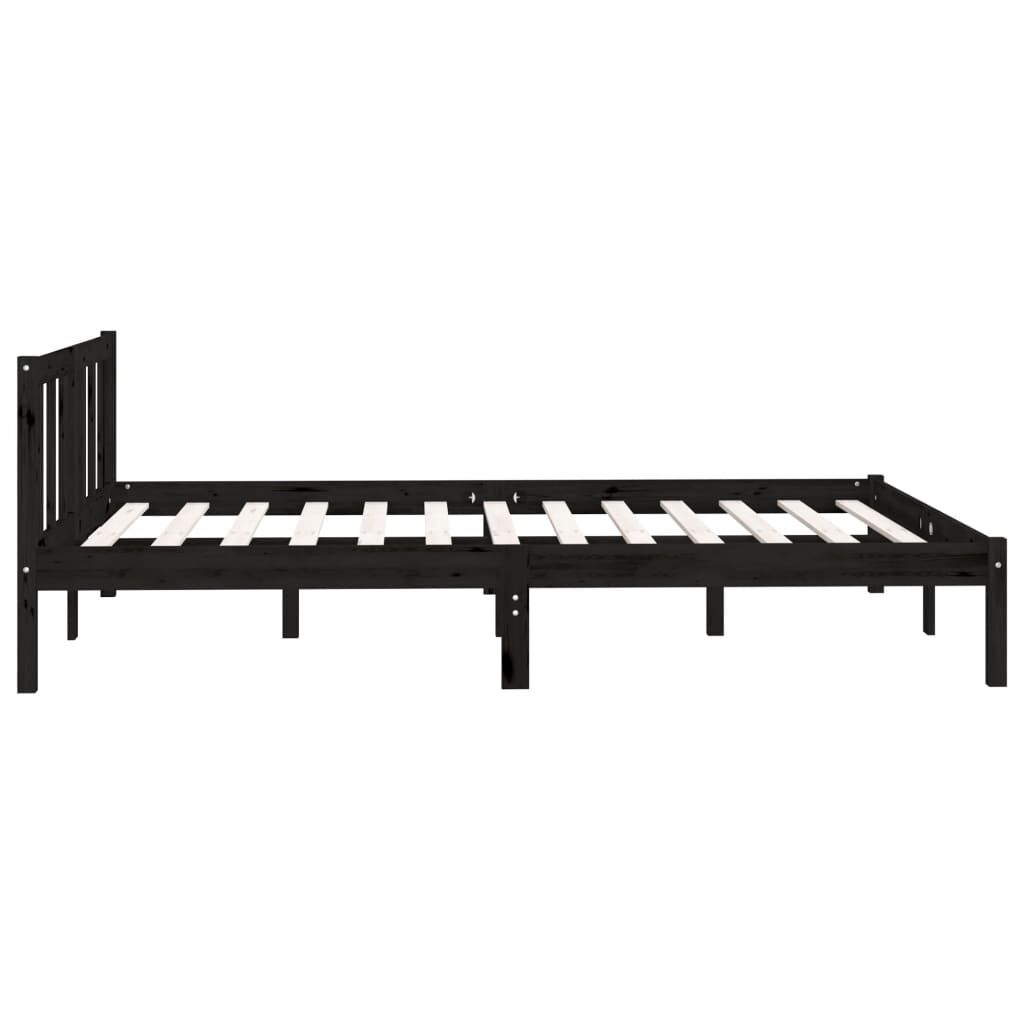 vidaXL إطار سرير خشب صنوبر صلب أسود 140×200 سم