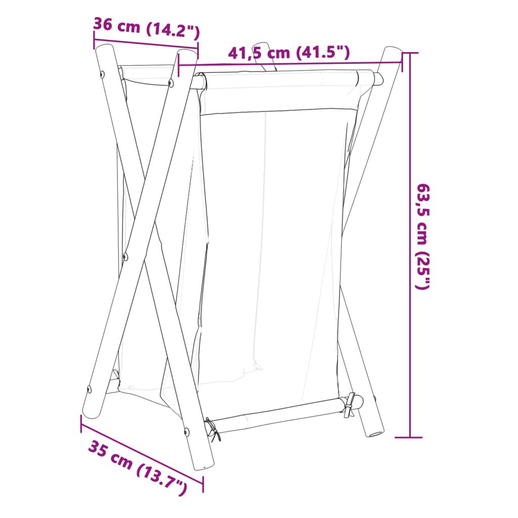 vidaXL سلة غسيل لون أبيض كريمي 63,5x36x41,5 سم خيزران