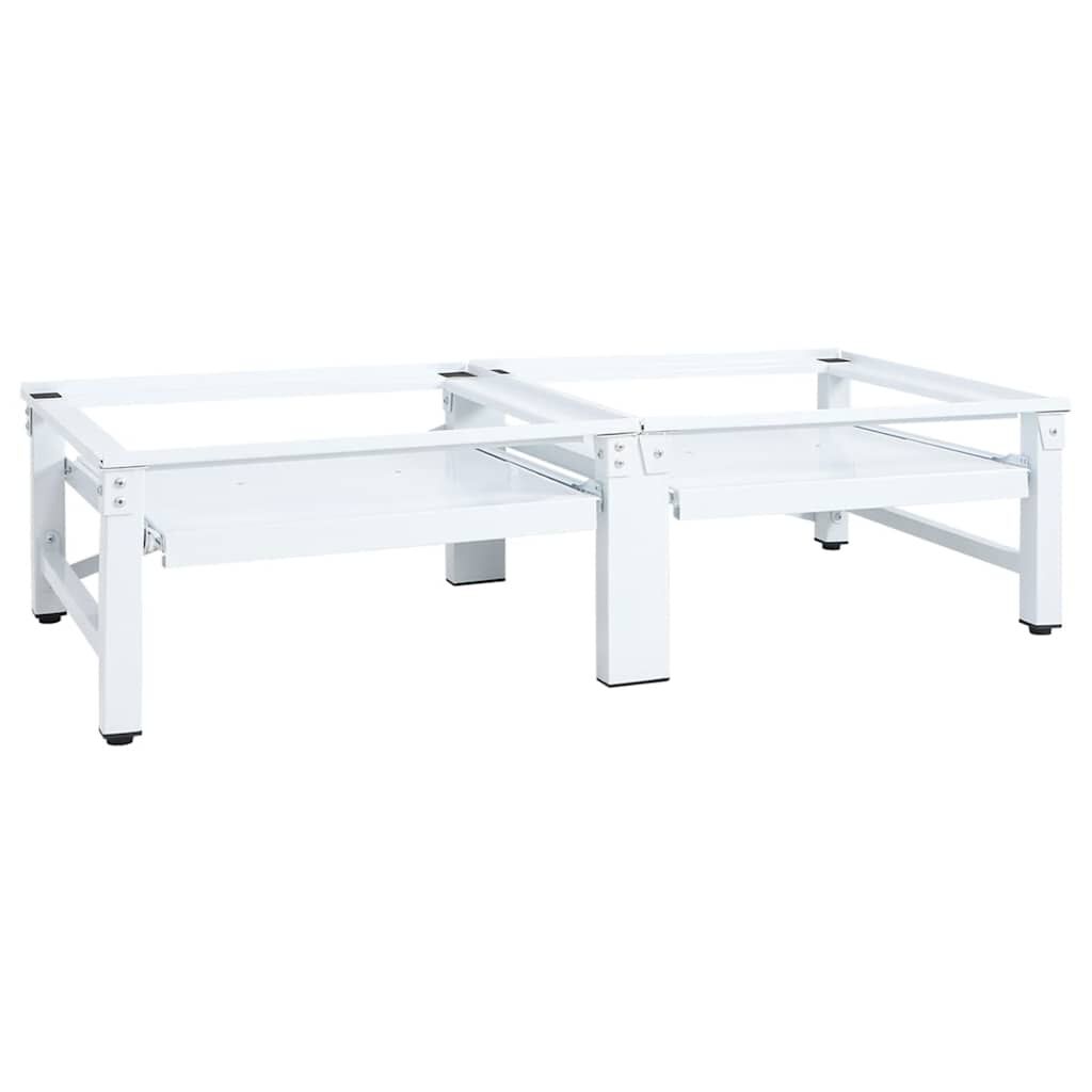 vidaXL قاعدة آلة الغسيل والتجفيف مع أرفف قابلة للسحب أبيض