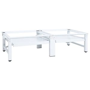 vidaXL قاعدة آلة الغسيل والتجفيف مع أرفف قابلة للسحب أبيض