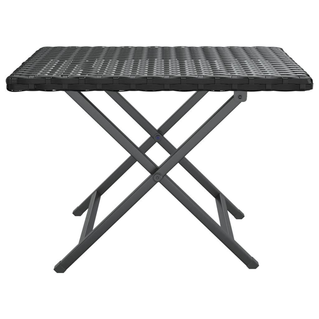 vidaXL طاولة قابلة للثني لون أسود 45×35×32 سم بولي روطان