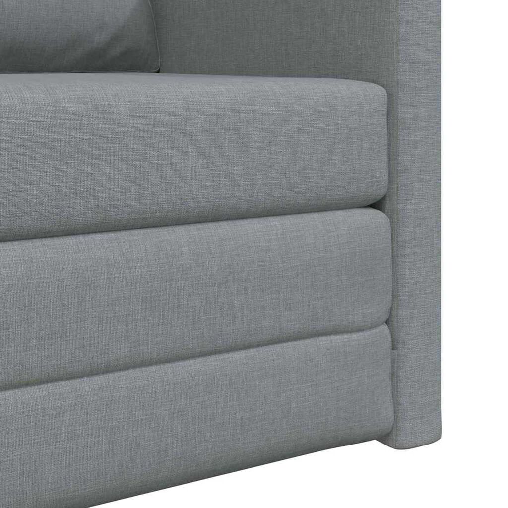 vidaXL سرير أريكة أرضي 2 في 1 لون رمادي فاتح 55x174x112 سم قماش