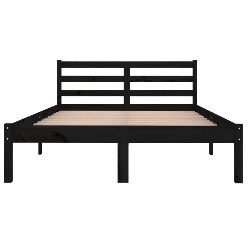vidaXL إطار سرير خشب صنوبر صلب 120×200 سم أسود