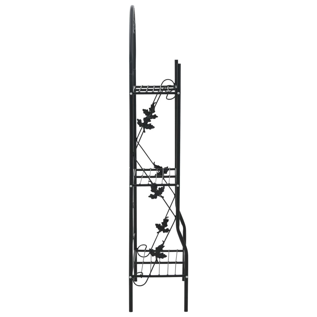 vidaXL حامل نباتات ذو 3 طوابق أسود 52×28×128 سم حديد