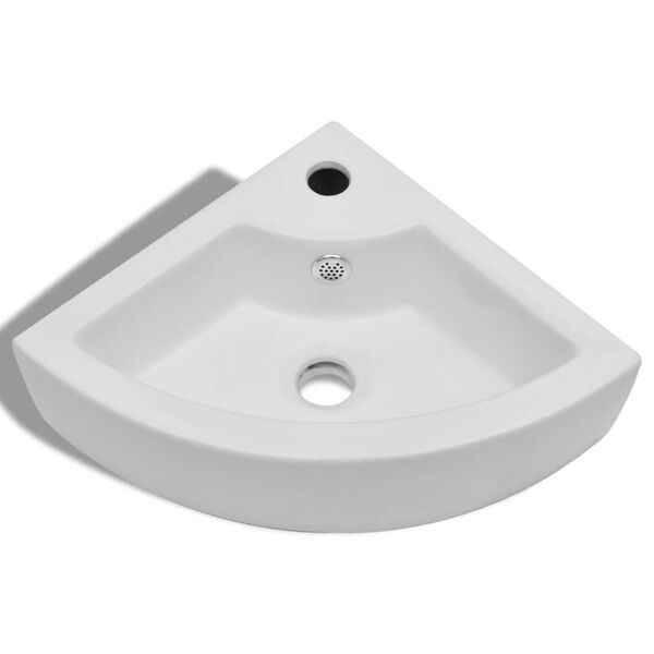 vidaXL حوض غسيل مع فتحة تدفق 12.5x32x45 سم أبيض