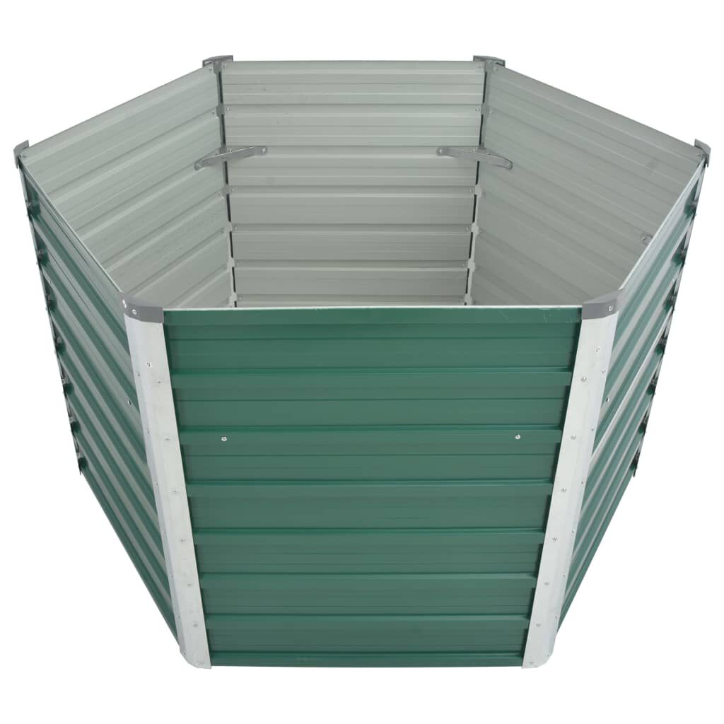 vidaXL حوض حديقة مرتفع فولاذ مجلفن 129×129×77 سم أخضر