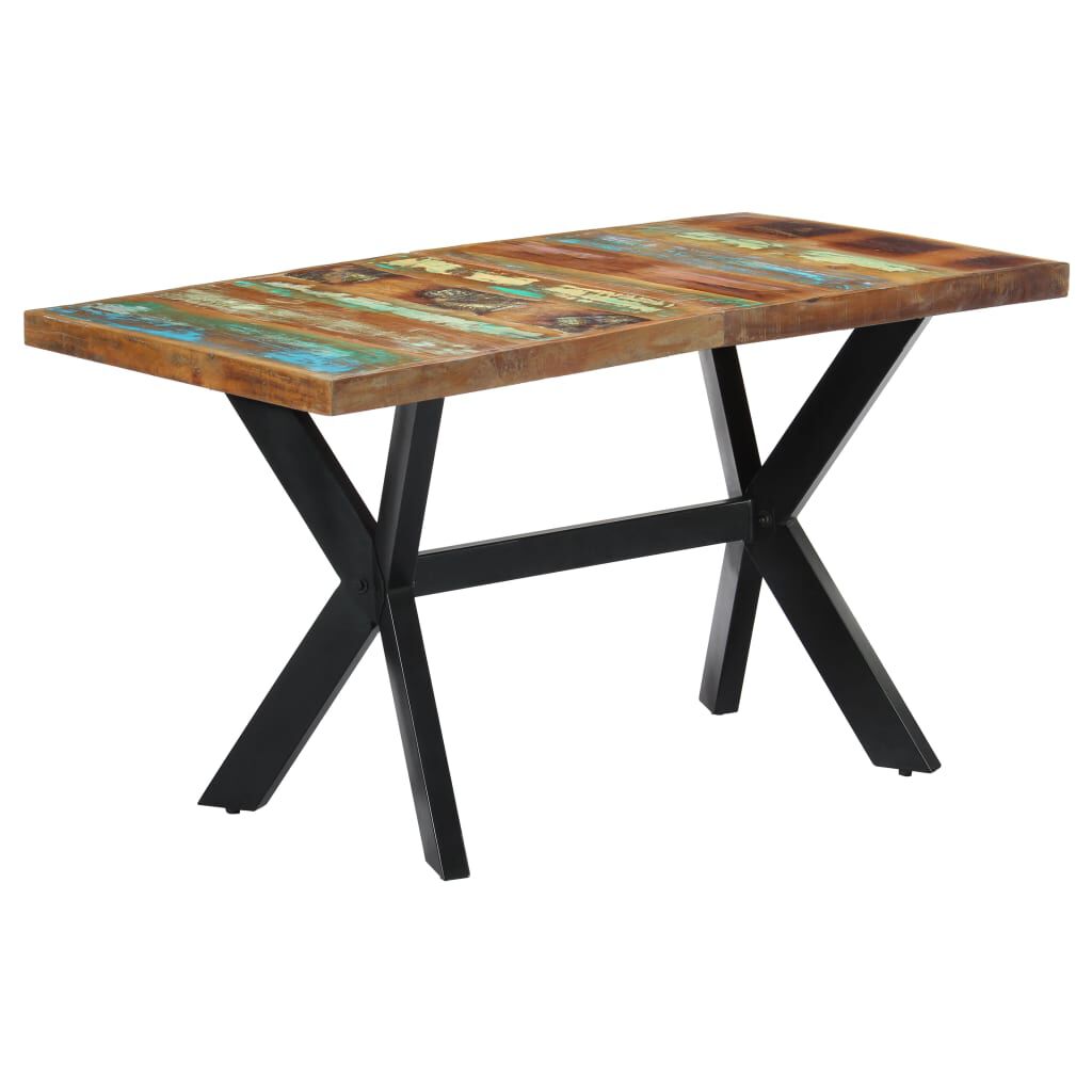 vidaXL طاولة طعام 75x70x140 سم خشب مستصلح صلب