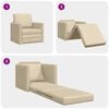 vidaXL سرير أريكة أرضي 2 في 1 لون كريمي 55x174x112 سم قماش