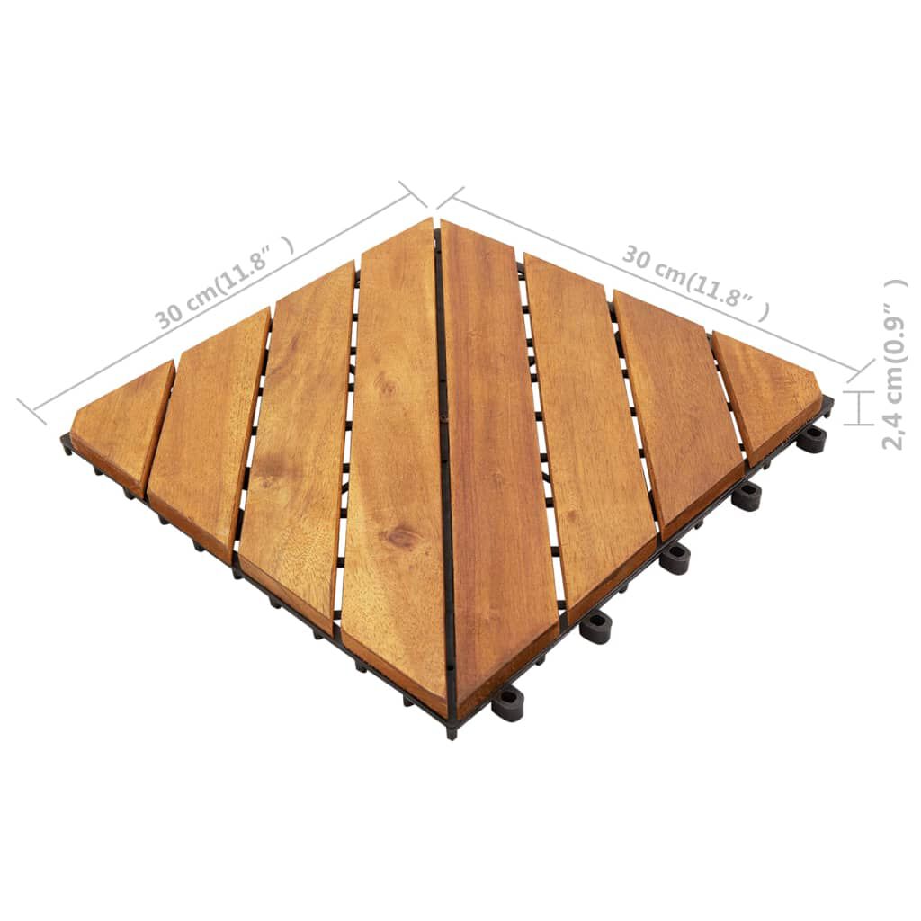 vidaXL بلاط أرضية 10 قطع 30×30 سم خشب أكاسيا صلب