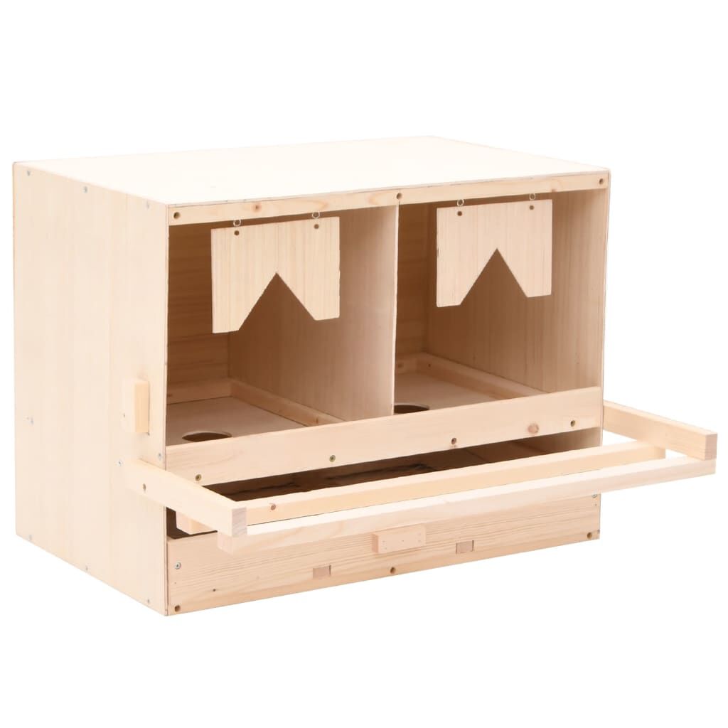 vidaXL عش دجاج حجرتين 63×40×45 سم خشب صنوبر صلب