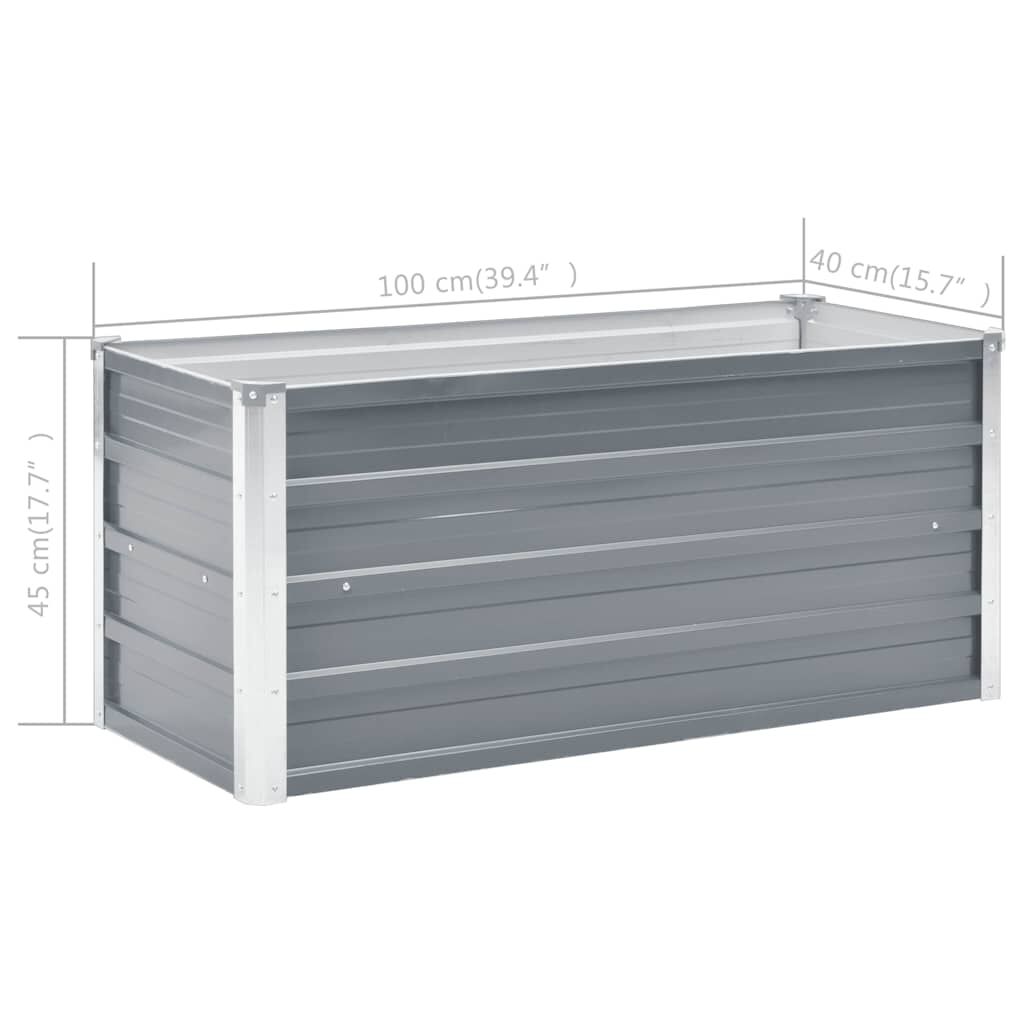 vidaXL حوض حديقة مرتفع فولاذ مجلفن 100×40×45 سم رمادي