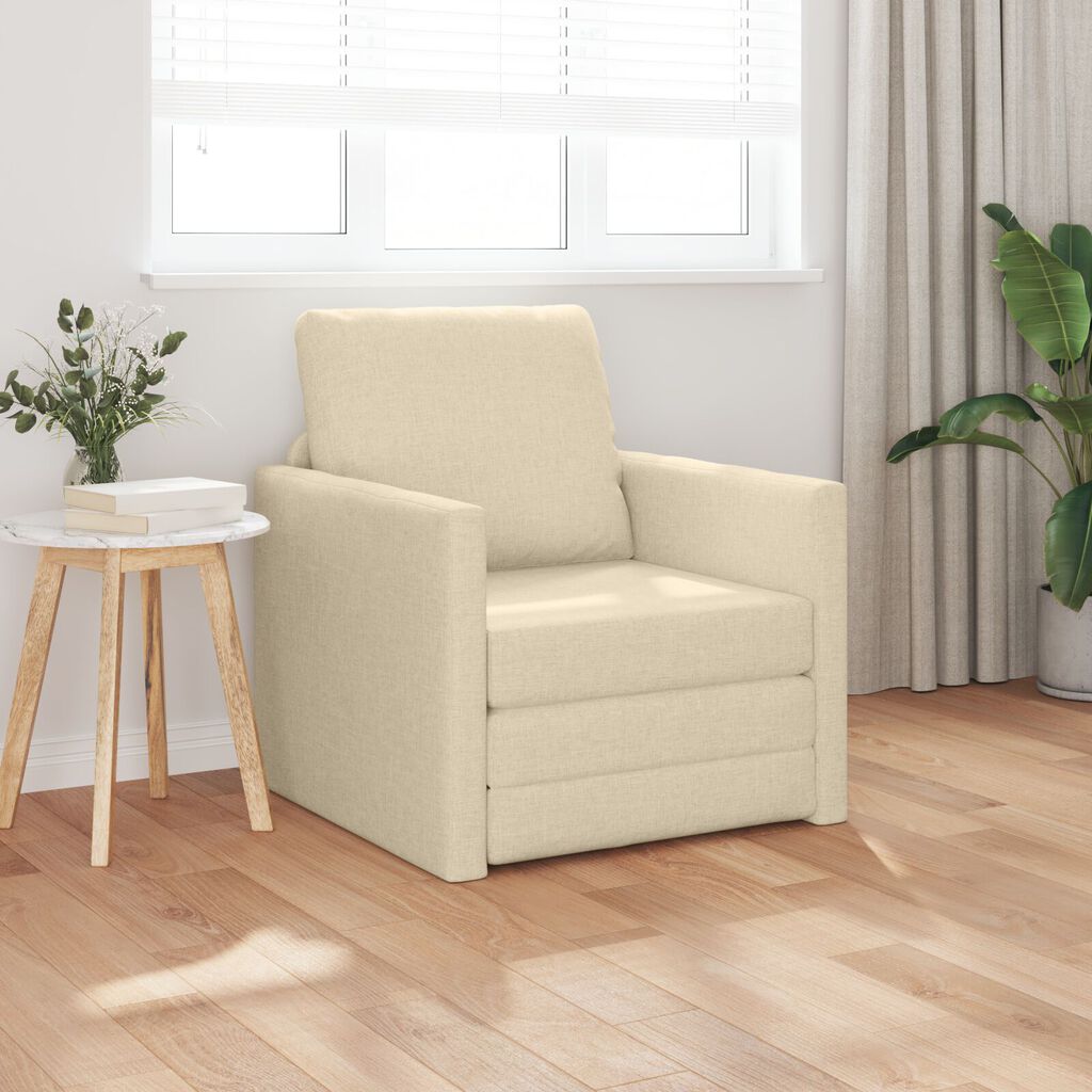 vidaXL سرير أريكة أرضي 2 في 1 لون كريمي 55x174x112 سم قماش