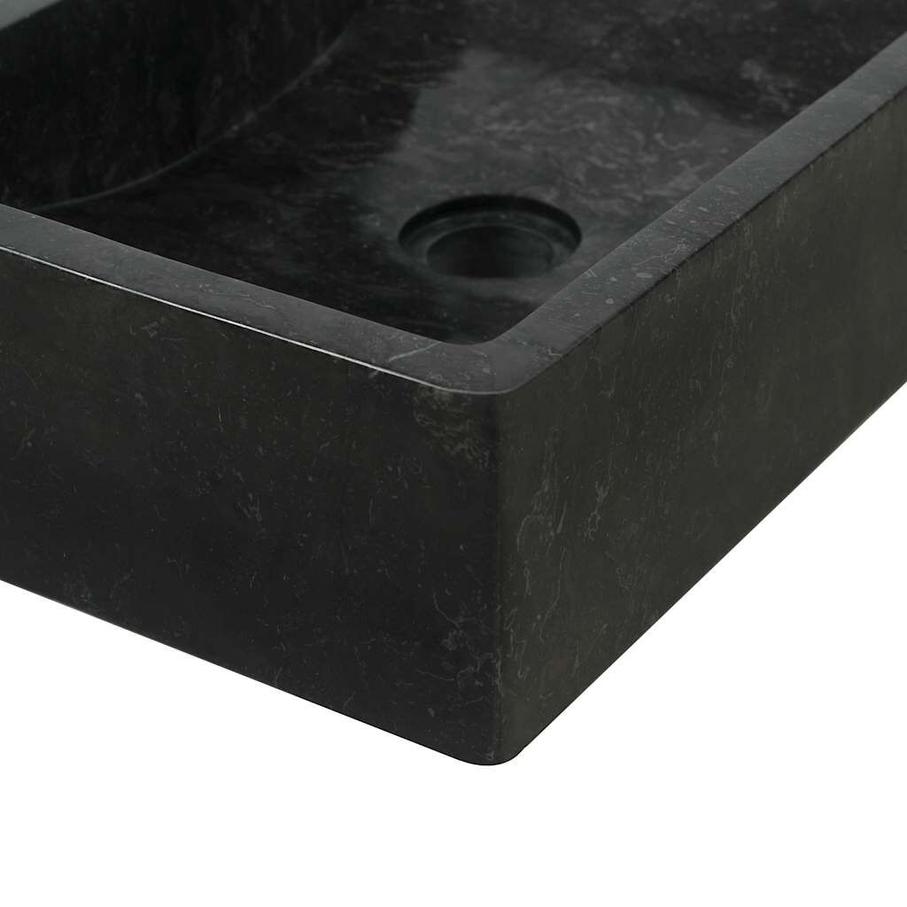 vidaXL حوض 45×30×12 سم رخام أسود