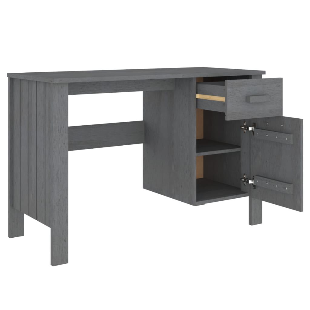 vidaXL مكتب رمادي داكن 113×50×75 سم خشب صنوبر صلب
