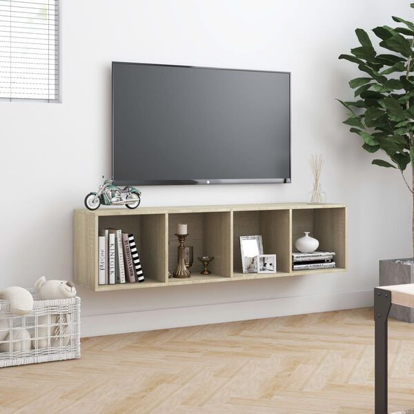 vidaXL خزانة كتب/خزانة تلفزيون سونوما أوك 143×30×36 سم خشب مضغوط