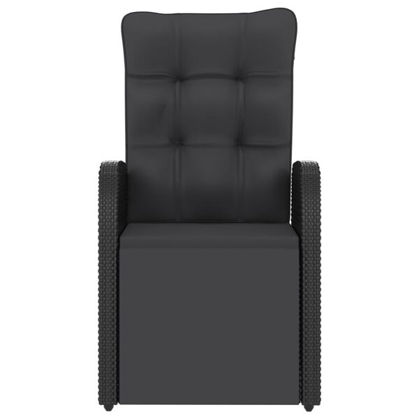 vidaXL طقم سفرة خارجي 11 ق مع وسائد بولي روطان أسود