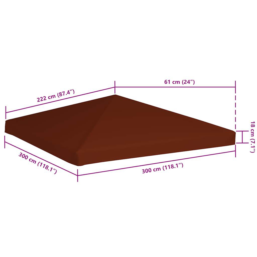 vidaXL سقف مظلة علوي 310 جرام/ م² 3×3 م تيراكوتا