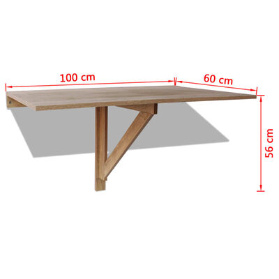 vidaXL طاولة تثبت بالحائط قابلة للطي أوك 100×60 سم