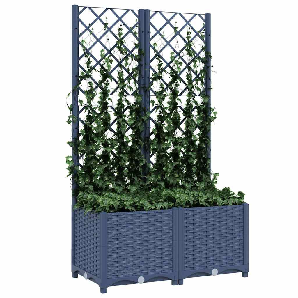 vidaXL حوض حديقة مع تعريشة أزرق رمادي 80×40×136 سم PP